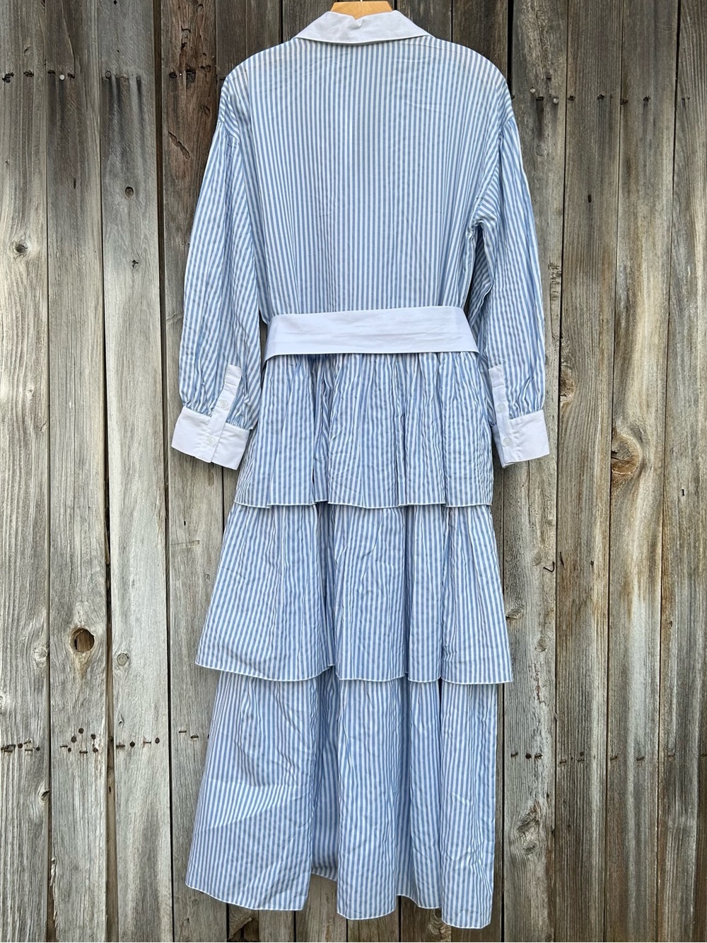 Marielle Almelo Brittany Blue Stripes Dress Egyptian Cotton Blue White OS - Picture 9 of 16